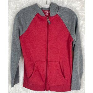 Cat & Jack Boys Large (12/14) Zip Up Hoodie Heather Red Heather Gray